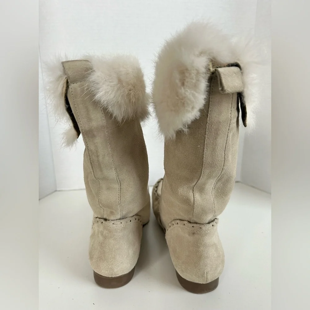 Vintage 90s NINE WEST WILDEST Suede Fur Boots Size 8.5